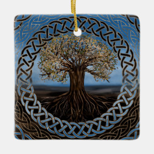 Livets träd - Yggdrasil teckning Julgransprydnad Keramik