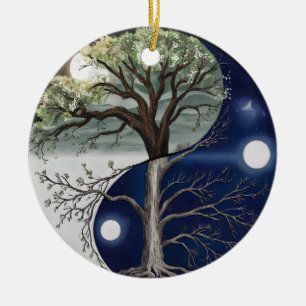 Livets träd Yin Yang Julgransprydnad Keramik