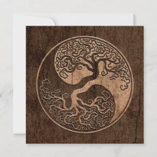 Livets träd Yin Yang med Wood Grain Effect