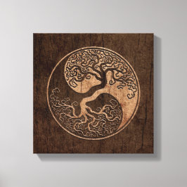 Livets träd Yin Yang med Wood Grain Effect Canvastryck