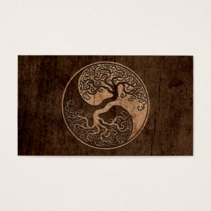 Livets träd Yin Yang med Wood korn verkställer Visitkort