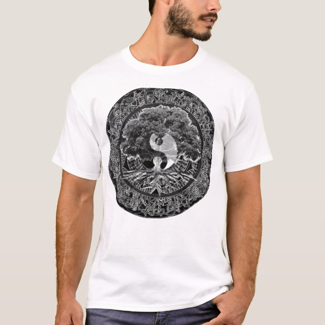 Livets träd Yin Yang T Shirt (Framsida)