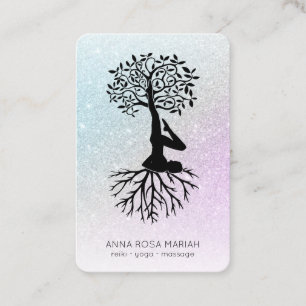 *~* Livets träd Yoga Pastel Glitter Man Woman Visitkort
