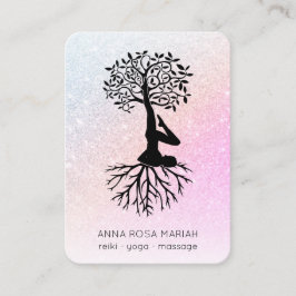*~* Livets träd Yoga Zen QR Pastel Glitter Visitkort