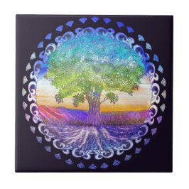 Livets trädkärlek, fred, balanserar kakelplatta