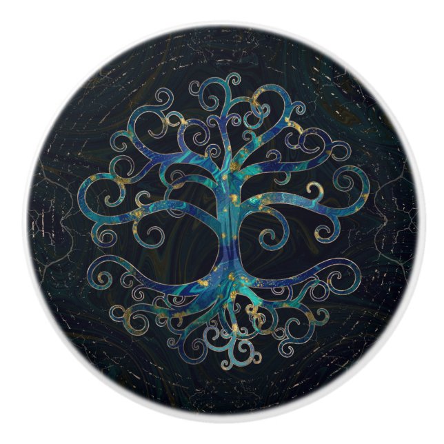 Livets trädmarmor och guld knopp (Framsidan)