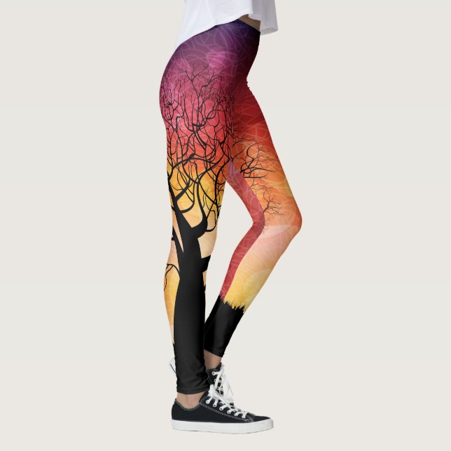 Livets trädsolnedgång leggings (Höger)