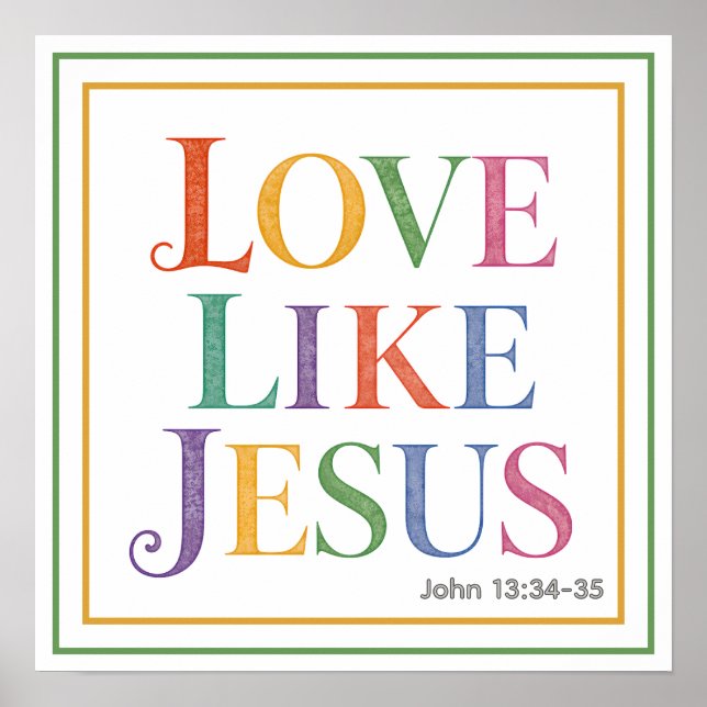 Livfull akvarell kärlek som Jesus Bibliskt citat Poster (Framsidan)