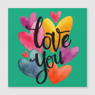 Livfull akvarellkärlek: Handstavad "Love You"