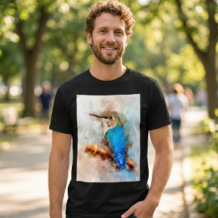 Livfull akvarellkolibri på en gren t shirt