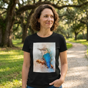 Livfull akvarellkolibri på en gren t shirt