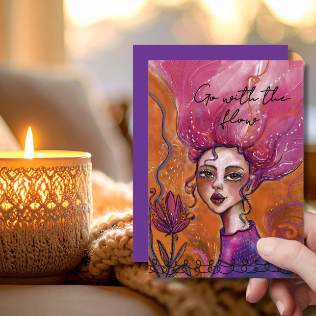 Livfull Flyt med strömmen Inspirerande Kvinnokort Julkort (Vibrant Go with the flow Inspirational Woman Card)