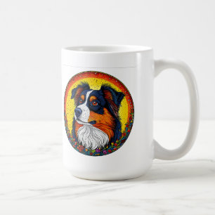 Livfull illustrerad porträtt av en hund kaffemugg