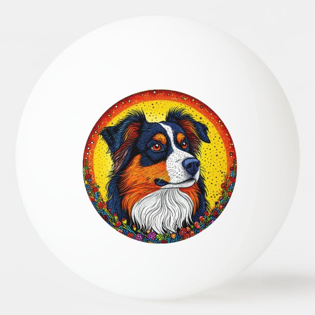 Livfull illustrerad porträtt av en hund pingisboll (Framsidan)