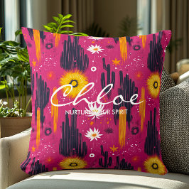 Livfull Kaktus och Solstråle Välbefinnande Personl Kudde