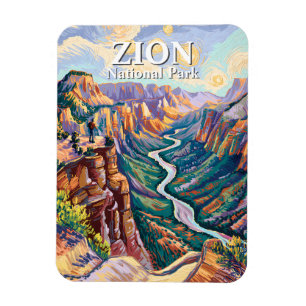 Livfull konst från Zion National Park Canyon Flod Magnet