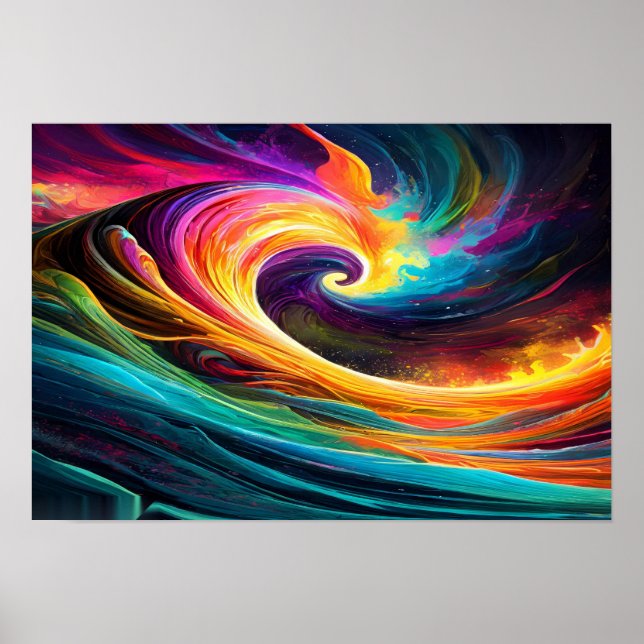 Livfull Kosmisk Virvel Energi Abstrakt Konst Poster (Framsidan)