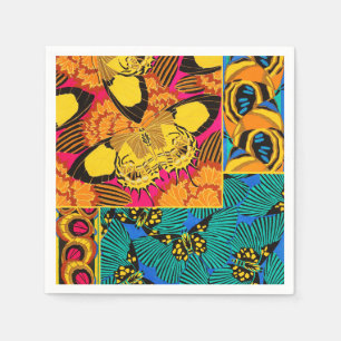 Livfull Maximalist Rosa & Turkos Fjärils Konst Pappersservett