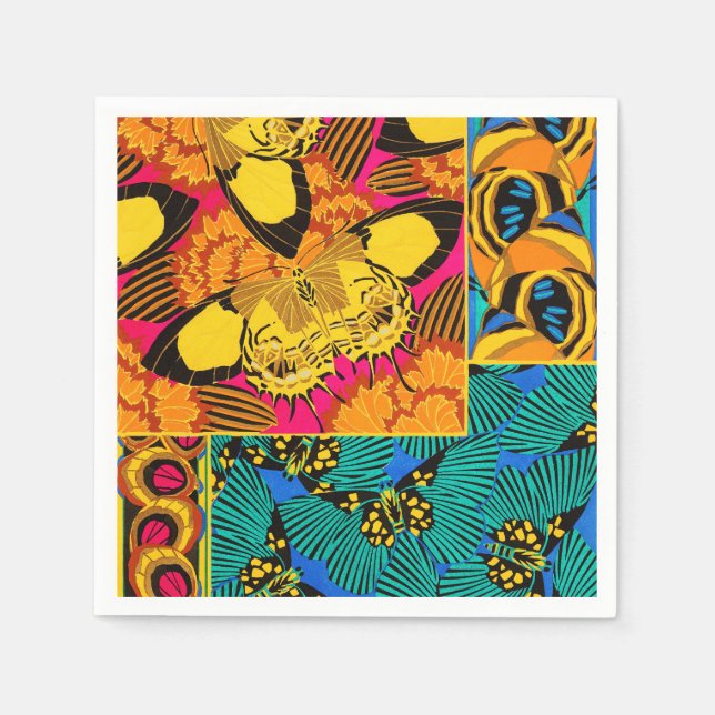 Livfull Maximalist Rosa & Turkos Fjärils Konst Pappersservett (Framsidan)