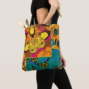 Livfull Maximalist Rosa & Turkos Fjärils Konst Tygkasse