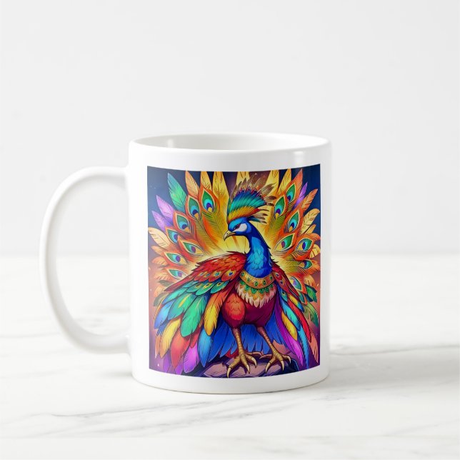 Livfull Påfågel  Kaffemugg (Vänster)