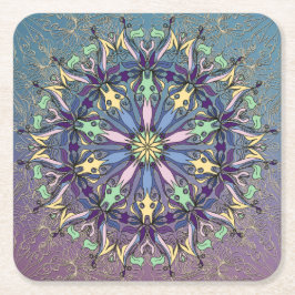Livfull Pappersunderlägg i Mandala-design Underlägg Papper Kvadrat