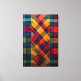Livfull Plaid Fusion & Modern Geometrisk Textil Canvastryck