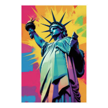 Livfull Pop Art-staty av Liberty Poster Väggkonst