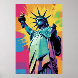 Livfull Pop Art-staty av Liberty Poster Väggkonst