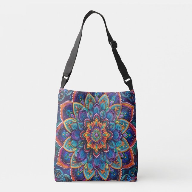 Livfull Psykedelisk Mandala Axelväska (Baksida)