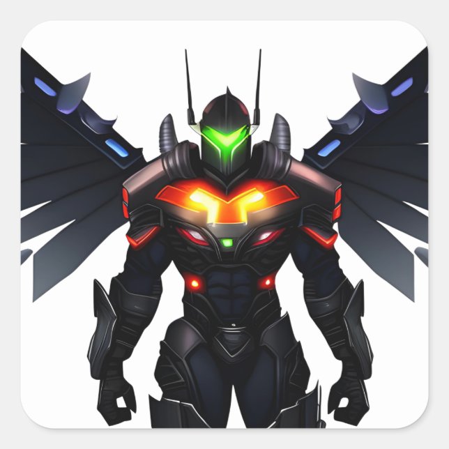 Livfull Riddare Fyrkantigt Klistermärke (Framsida)