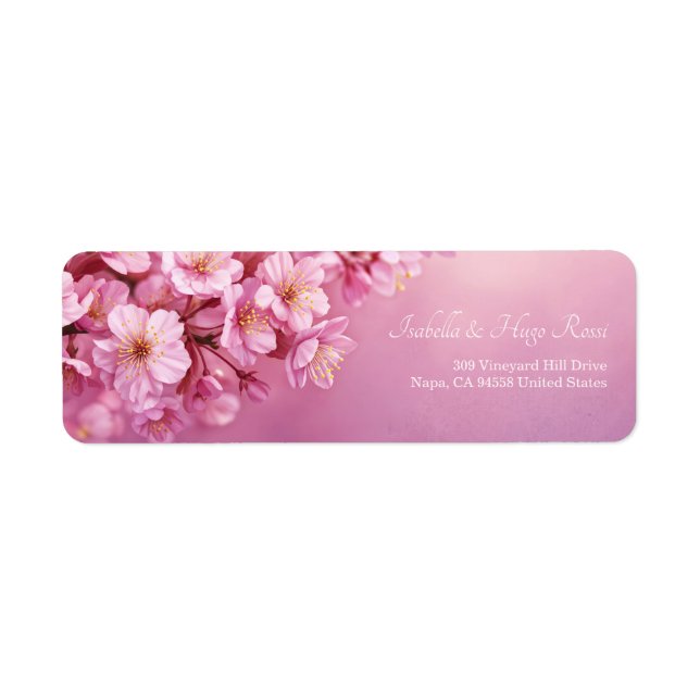 Livfull Rosa Blommande Texturerad Ros Botanisk Returadress Etikett (Framsidan)