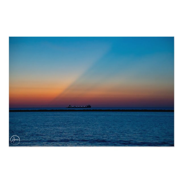 Livfull solnedgång med färgrik himmel fototryck (Framsidan)