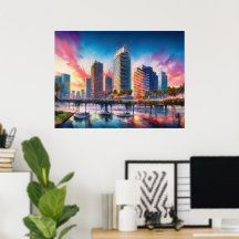 Livfull Tampa Florida Färgrik Abstrakt Konst