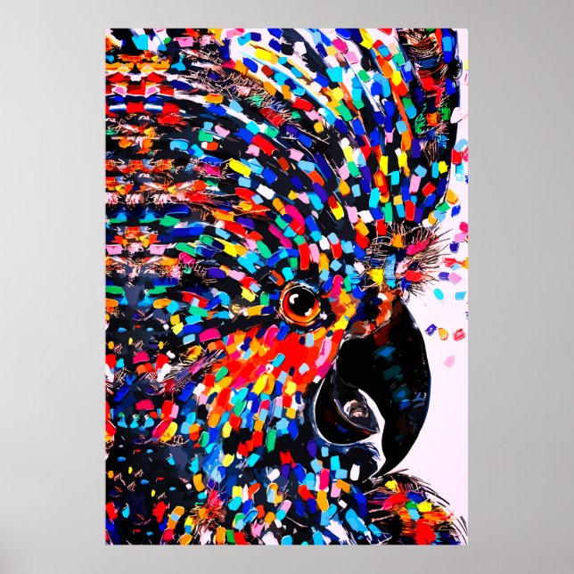 Livfull tropisk fågelväggkonst i expressionistisk  poster (Framsidan)