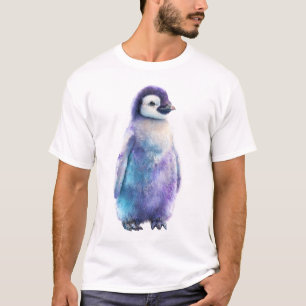 Livfull Vattenfärg Galaktisk Pingvinunge Män T Shirt