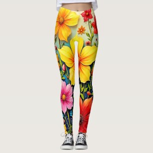 Livfulla blommor: Glädjens trädgård konst Leggings