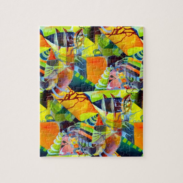 Livfulla Contemporary drömmar i vattenfärgsgrafik Pussel (Vertikal)