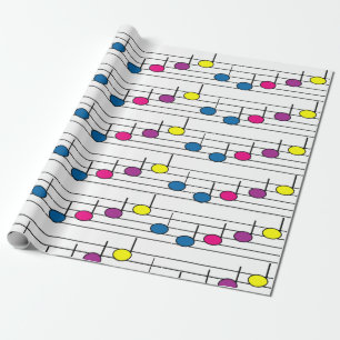 Livfulla Färgrika Musiknoter Nyckfullt Mönster Presentpapper