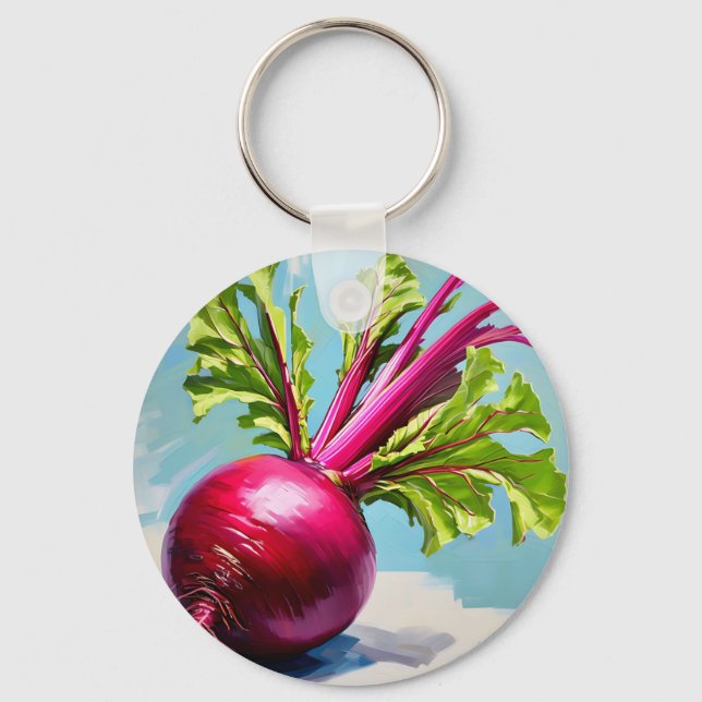 Livfulla rödbetsmagenta blad nyckelring (Framsida)
