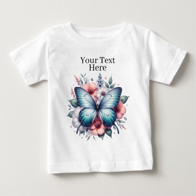Livfullt fjärilsblomsterbukett Konst-96283 T Shirt (Framsida)