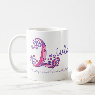 Lívia känd menande hjärtablomma L monogrammugg Kaffemugg