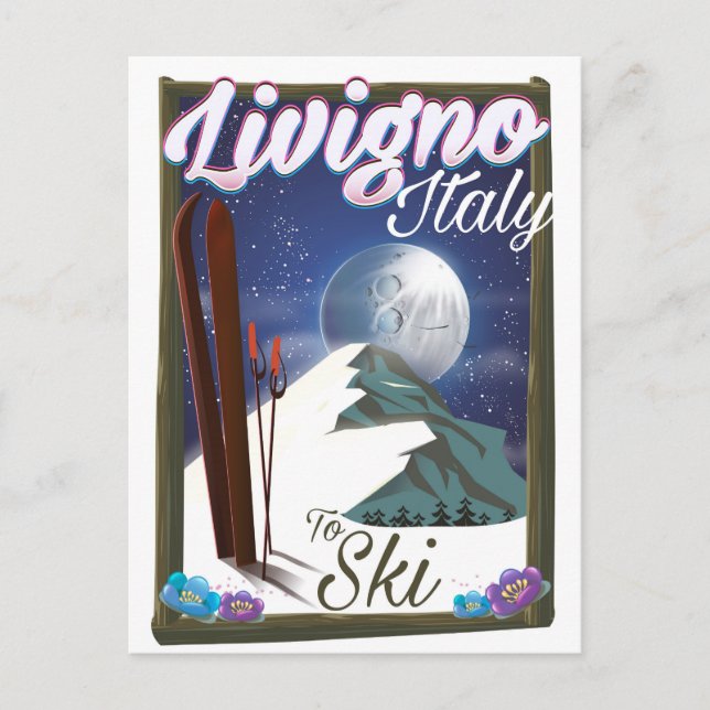 Livigno Italien skidresoraffisch Vykort (Framsida)