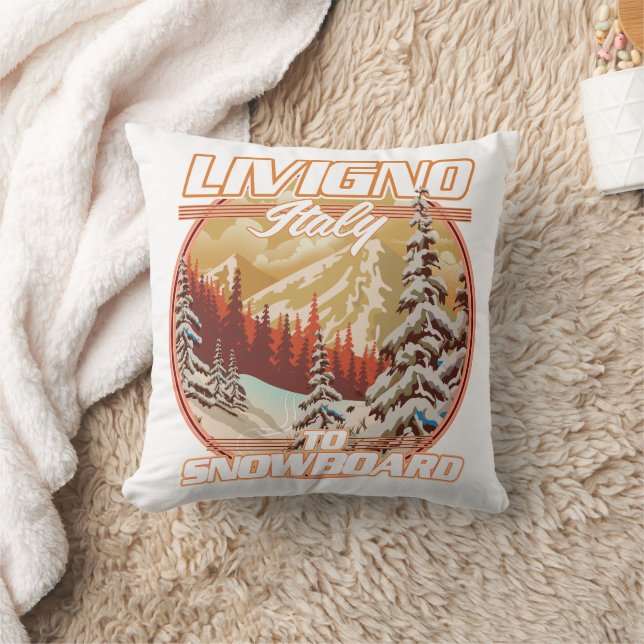Livigno Italien Snowboard-logotyp Kudde (Filt)