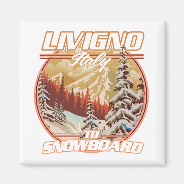 Livigno Italien Snowboard-logotyp Magnet (Framsidan)