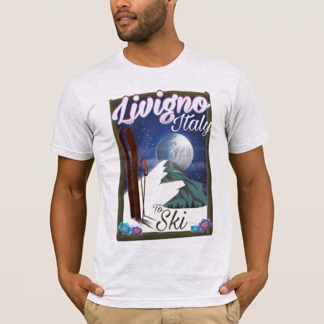 Livigno-Italiens skidreseaffisch T Shirt (Framsida)