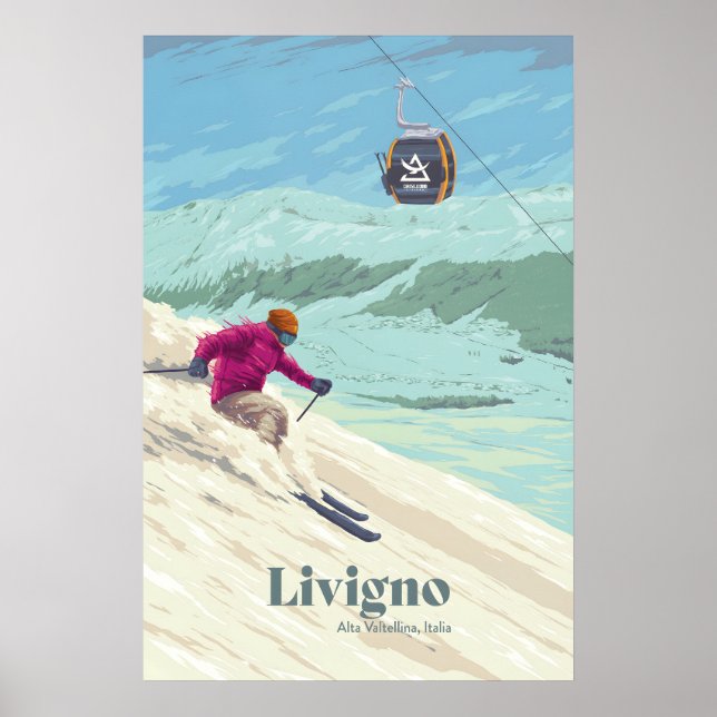 Livigno Skidort Reseskylt Poster (Framsidan)
