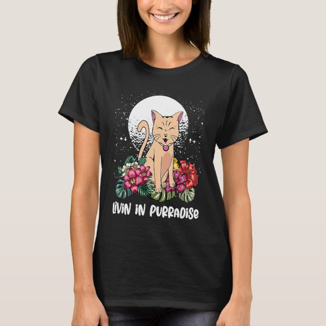 Livin in Purradise Cat Hobby Kitten Pastime Cat M T Shirt (Framsida)