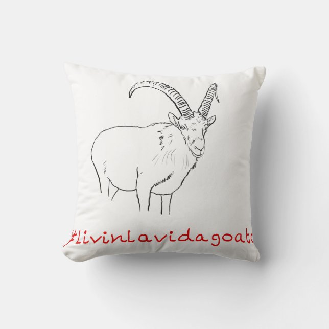 Livin La Vida Goata Funny Goat Animal Art Teckning Kudde (Framsida)