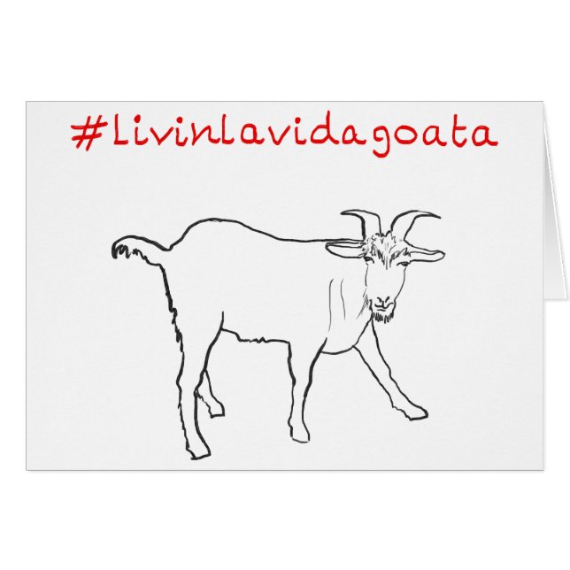 Livin La Vida Goata Funny Quirky Cute Goat Tecknin Hälsningskort (Framsidan Horizontal)